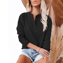 Load image into Gallery viewer, V-neck Solid Color Long-sleeved Top T-shirt
