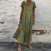 Load image into Gallery viewer, Women&#39;s Vintage Short Sleeve Maxi Dress
