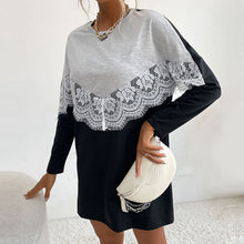 Load image into Gallery viewer, Lace Panel Sweatshirt Dress
