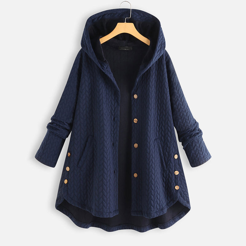 Vintage Solid Casual Tops Long Sleeve Hooded Coat