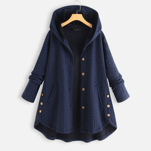 Vintage Solid Casual Tops Long Sleeve Hooded Coat