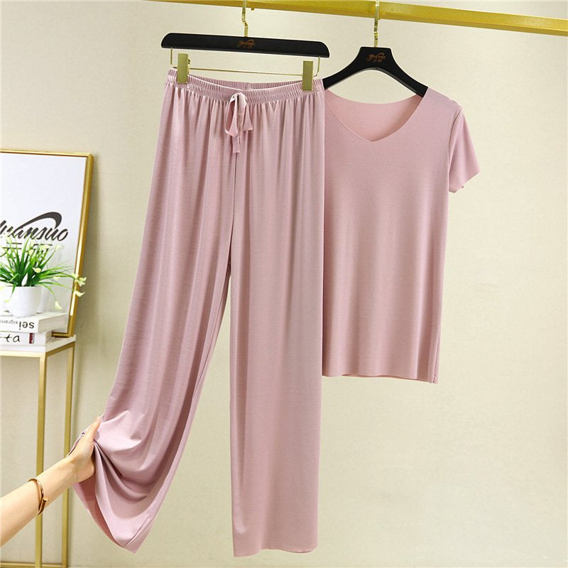 Comfortable Ice Silk Short-sleeved T-shirt Two-piece set