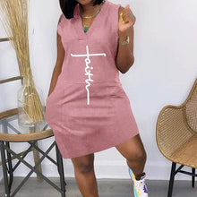 Load image into Gallery viewer, Letter Print Dual Pocket Sleeveless Dress
