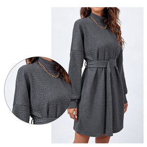 Long Sleeve Belt Dress