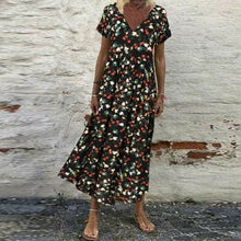 Load image into Gallery viewer, Women&#39;s Vintage Short Sleeve Maxi Dress
