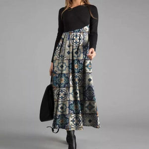 Printed Long Sleeve Slim Fit Dress