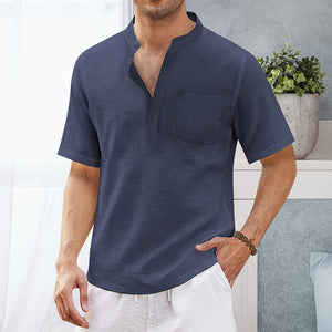 Summer Men's Hippie Casual Pocket Short Sleeve Beach T-Shirt