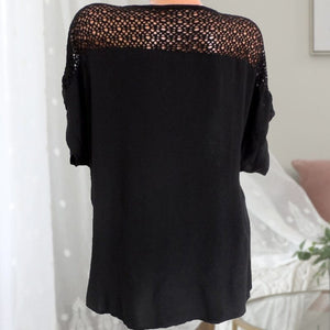 Embroidered Batwing Short Sleeve Shirt