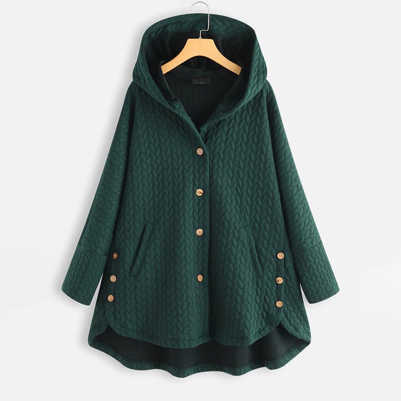 Vintage Solid Casual Tops Long Sleeve Hooded Coat