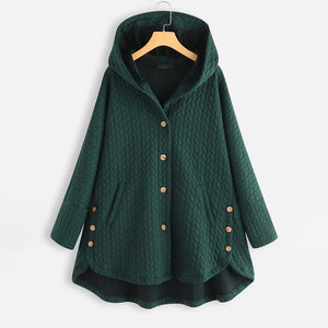 Vintage Solid Casual Tops Long Sleeve Hooded Coat