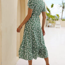 Load image into Gallery viewer, Chiffon Printed V-Neck Slit Beach Skirt
