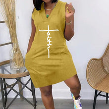 Load image into Gallery viewer, Letter Print Dual Pocket Sleeveless Dress
