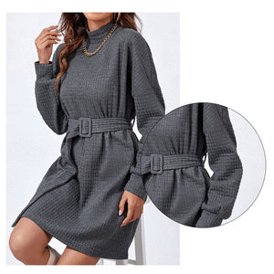 Long Sleeve Belt Dress