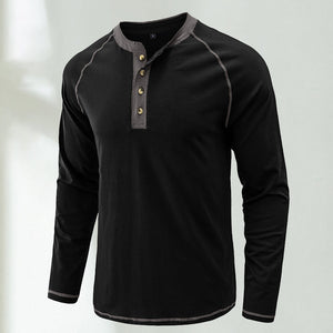 Soft Cotton Fabric Henley Collar T-Shirt