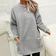 Load image into Gallery viewer, Pocket Crew Neck Casual Warm Long Sleeve T-Shirt Dress
