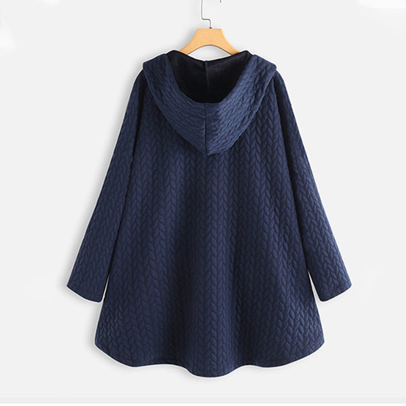 Vintage Solid Casual Tops Long Sleeve Hooded Coat