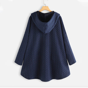 Vintage Solid Casual Tops Long Sleeve Hooded Coat