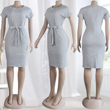 Load image into Gallery viewer, Crew Neck Short Sleeve Tunic Striped Dress
