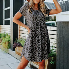 Load image into Gallery viewer, Leopard Print Round Neck Dress
