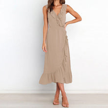 Load image into Gallery viewer, V Neck Ruffle Sleeveless Dress
