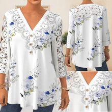 Load image into Gallery viewer, Lace Trim Three-quarter Sleeve Shirt
