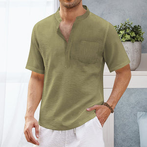 Summer Men's Hippie Casual Pocket Short Sleeve Beach T-Shirt