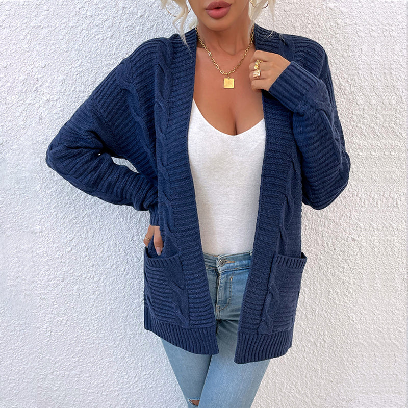 Womens Long Sleeve Open Front Chunky Knit Cardigan Sweater
