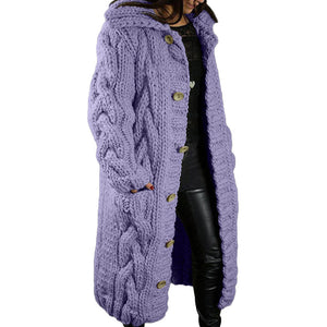 Hand-Knitted Thick-Line Jumper Coat