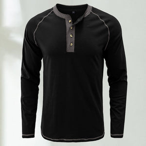 Soft Cotton Fabric Henley Collar T-Shirt