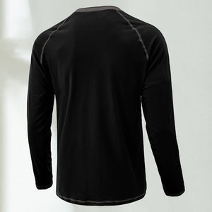 Soft Cotton Fabric Henley Collar T-Shirt