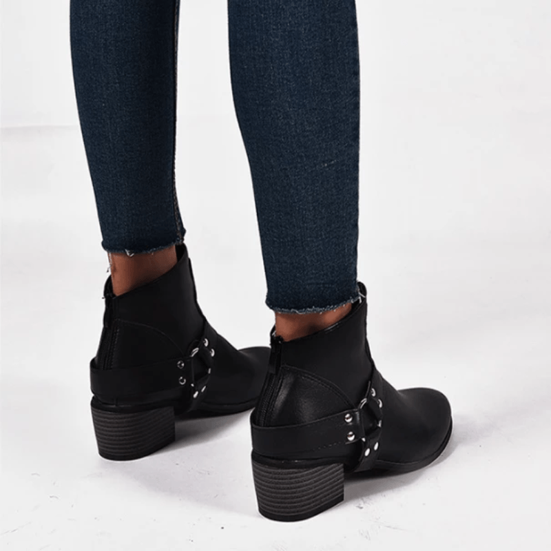 Women Round Toe Med Vintage Short Boots