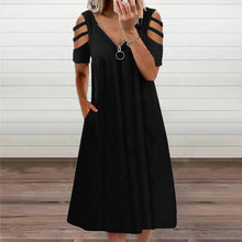 Load image into Gallery viewer, Short Sleeve Zip Dress
