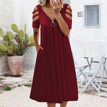 Load image into Gallery viewer, Short Sleeve Zip Dress
