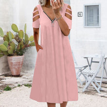 Load image into Gallery viewer, Short Sleeve Zip Dress
