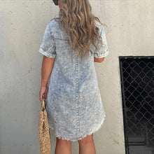 Load image into Gallery viewer, Denim Skirt Dress with Fringed Hem
