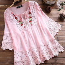 Load image into Gallery viewer, Fashion Lace Patchwork Bow Blouses for Women
