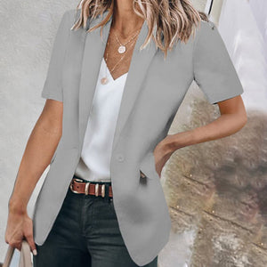 Casual Lapel Short Sleeve Plain Blazer