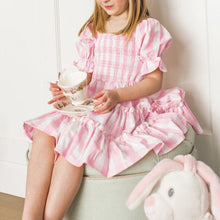 Load image into Gallery viewer, Children&#39;s Square Neck Lantern Sleeve Floral Plaid Dress
