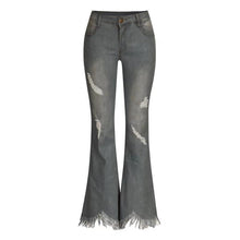 Load image into Gallery viewer, Denim High-waist Ripped Trousers
