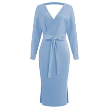 Load image into Gallery viewer, Elegant V-Neck Wrap Sweater Dress
