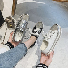 Load image into Gallery viewer, DIAMOND SILVER LEATHER SNEAKERS
