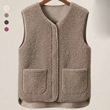 Load image into Gallery viewer, Ladies Faux Sherpa Sleeveless V-Neck Vest
