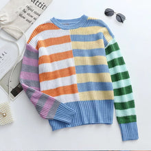 Load image into Gallery viewer, Striped Loose Crewneck Knit Sweater
