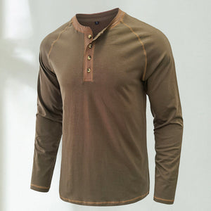 Soft Cotton Fabric Henley Collar T-Shirt