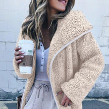 Load image into Gallery viewer, Women Hooded Sherpa Coat Shawl Collar Solid Teddy Bear Coats
