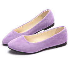 Load image into Gallery viewer, Big Size Suede Candy Color Pure Color Pointed Toe Light Slip On Flat Loafers
