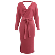 Load image into Gallery viewer, Elegant V-Neck Wrap Sweater Dress
