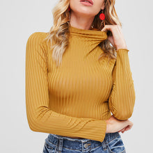 Load image into Gallery viewer, Half Turtleneck Solid Color Long Sleeve Knit T-Shirt
