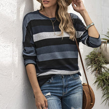 Load image into Gallery viewer, Round Neck Striped All-match Sweatshirt
