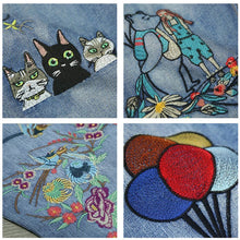Load image into Gallery viewer, Retro Style Embroidered Loose Jeans
